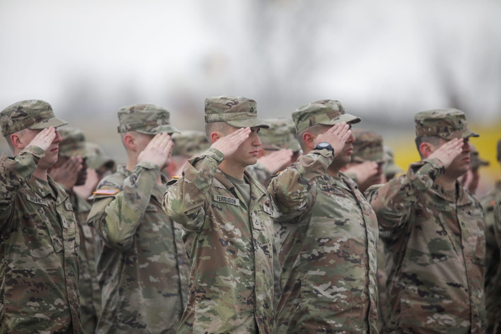 US soldiers at a troop rotation ceremony