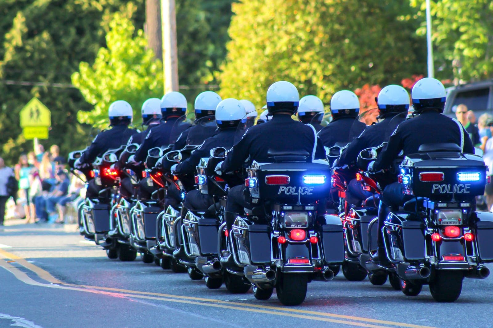 Police officers in a motorcycle procession